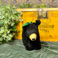 Load image into Gallery viewer, 1960's Vintage Stuffed Yellowstone Black Bear with Green Bow
