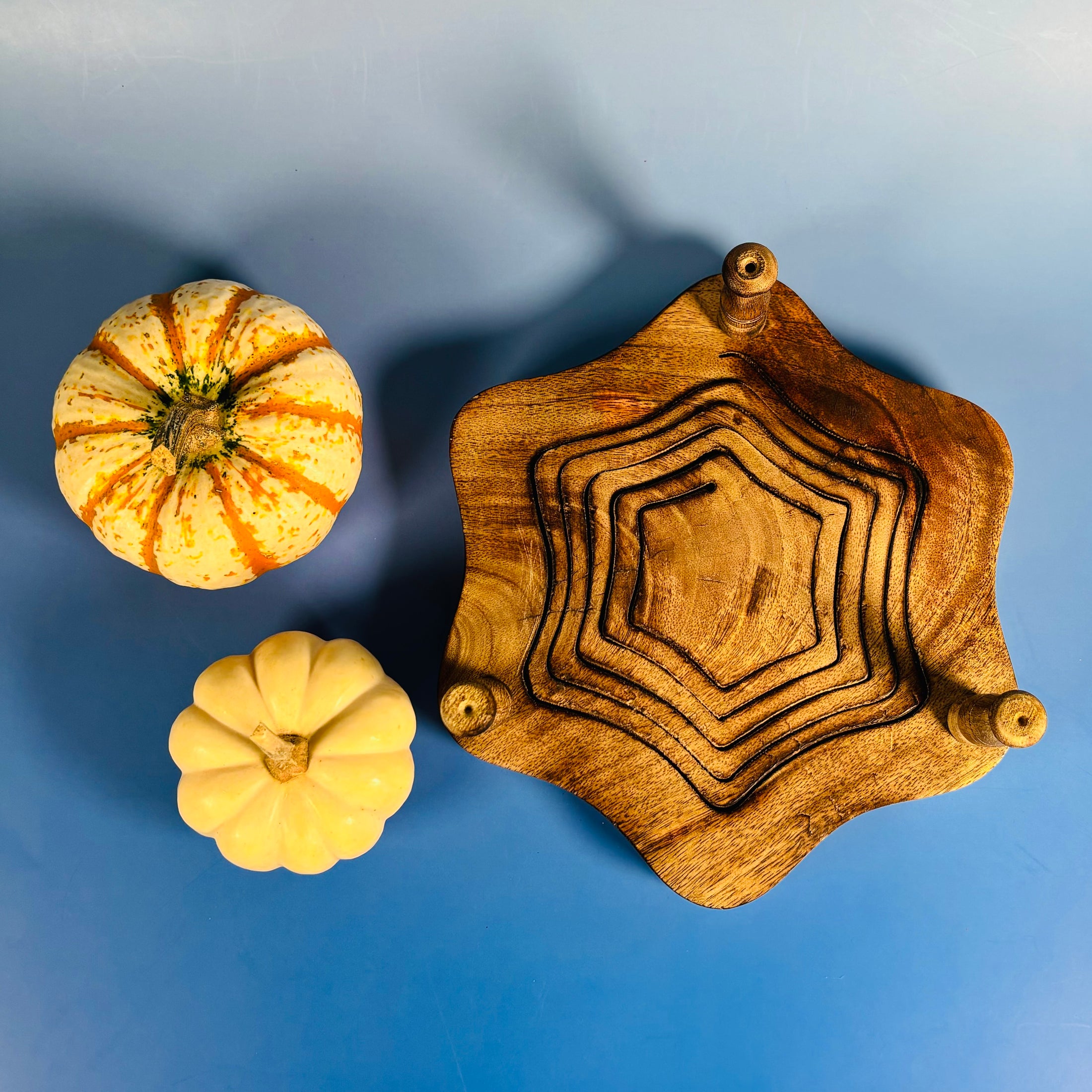 Handcarved Vintage Collapsible Wooden Bowl