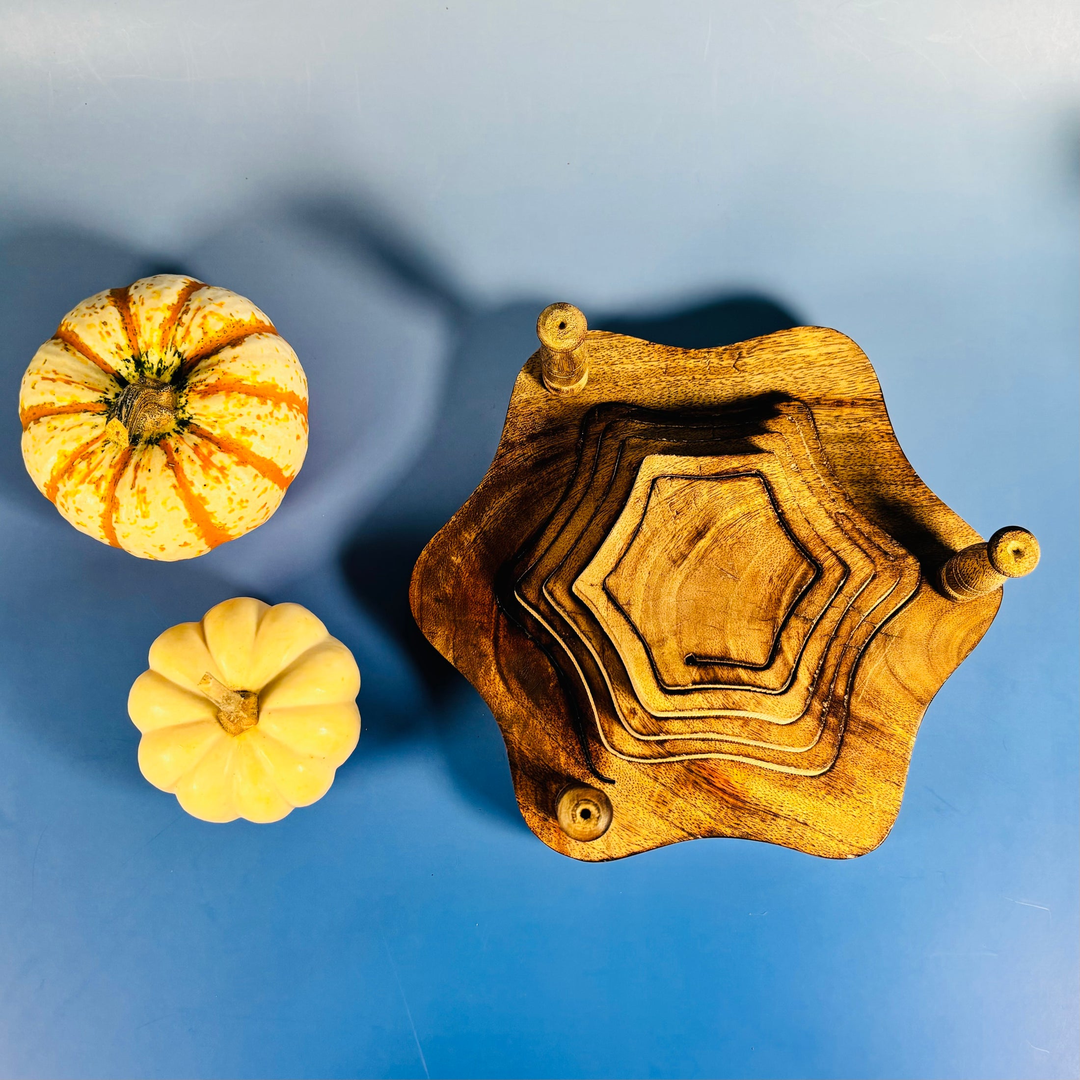 Handcarved Vintage Collapsible Wooden Bowl