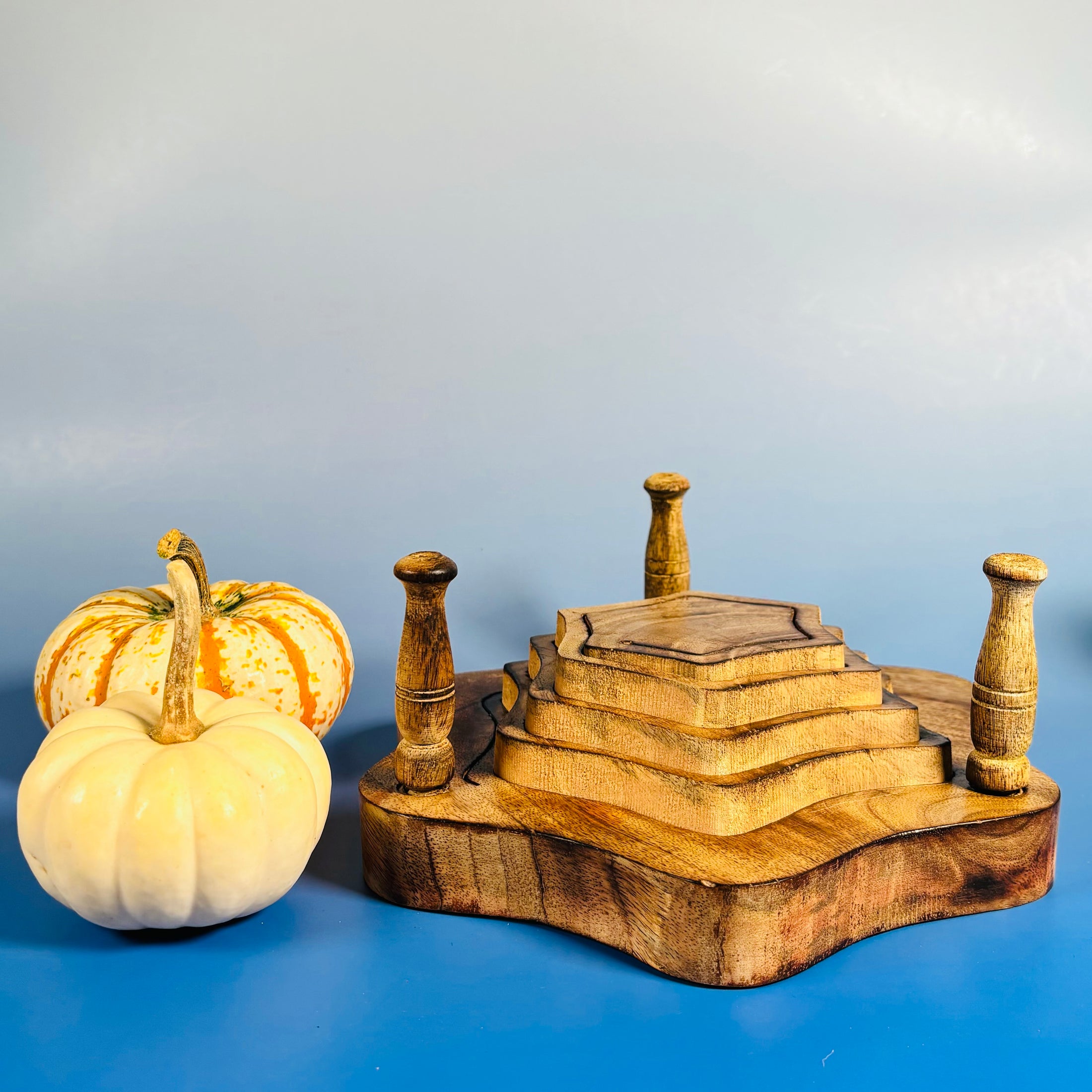 Handcarved Vintage Collapsible Wooden Bowl