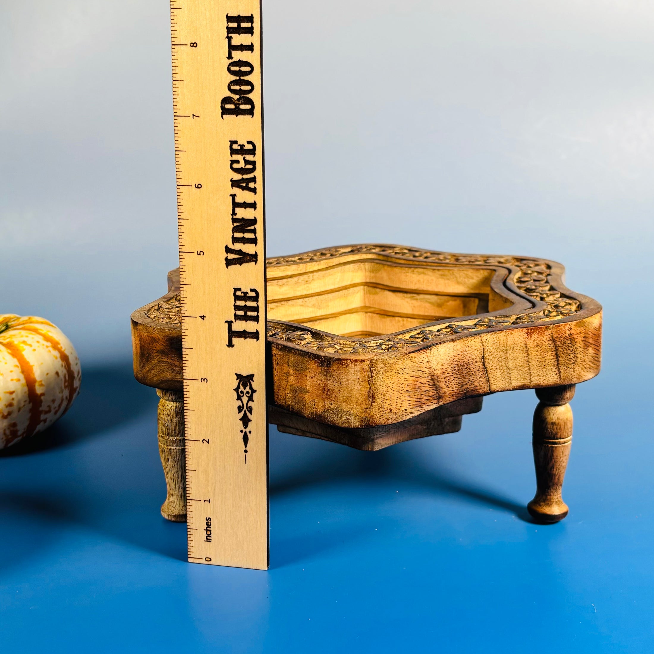 Handcarved Vintage Collapsible Wooden Bowl