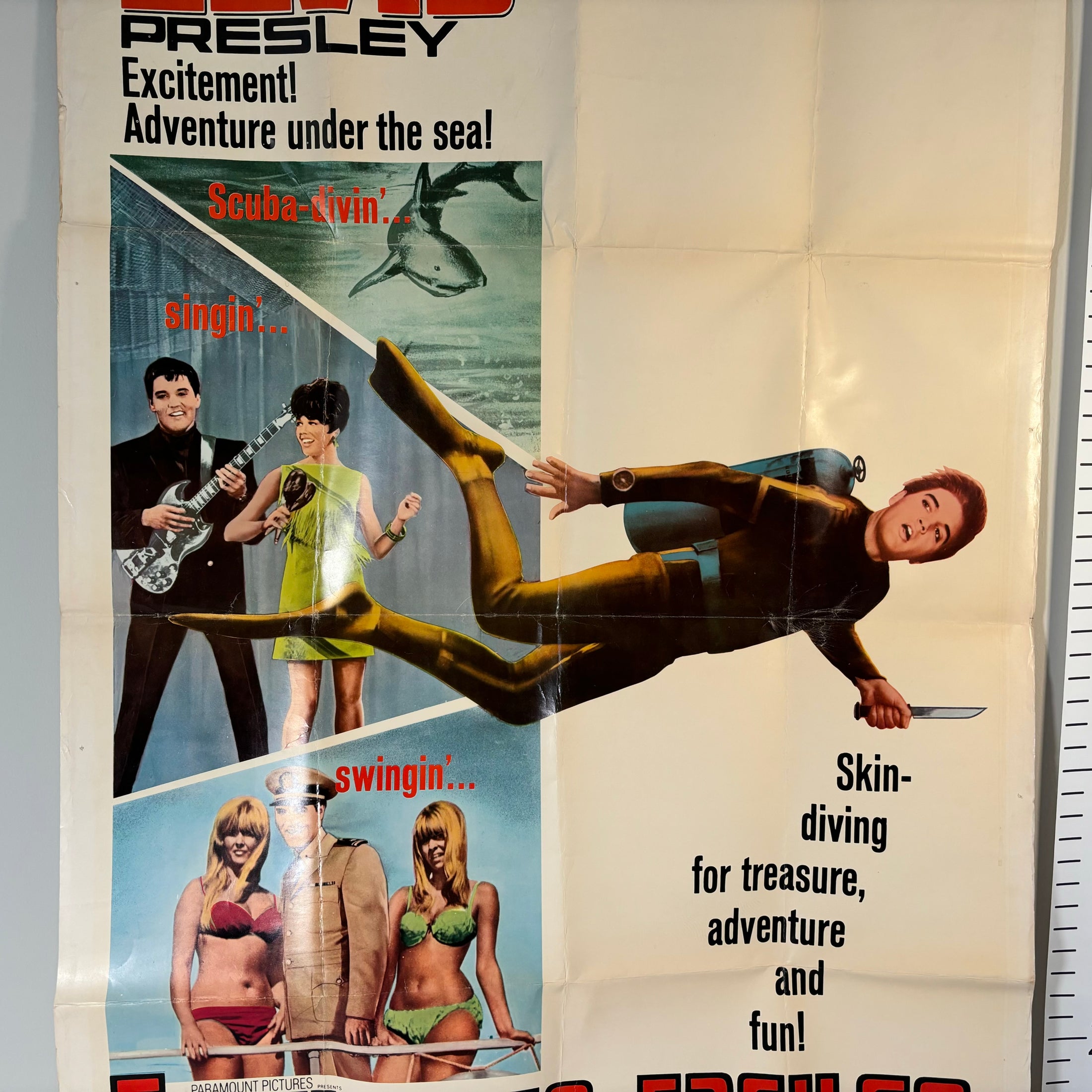 Original Elvis Presley Easy Come, Easy Go Movie Theater Poster - Copyright 1966