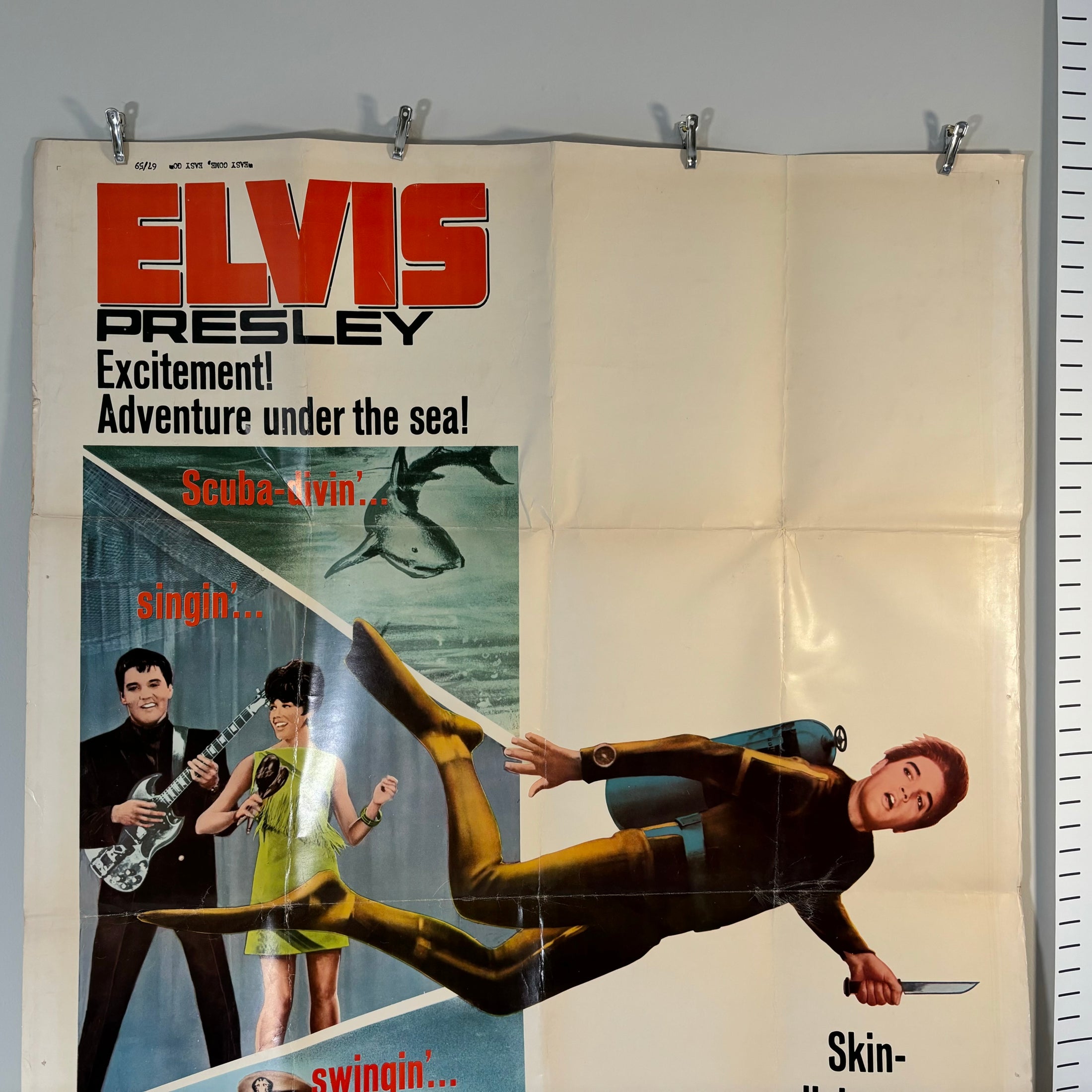 Original Elvis Presley Easy Come, Easy Go Movie Theater Poster - Copyright 1966