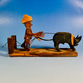 Load image into Gallery viewer, Vintage Primitive Bouncing Pig and Farmer Crank Sculpture - Circa 1950's
