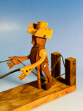 Load image into Gallery viewer, Vintage Primitive Bouncing Pig and Farmer Crank Sculpture - Circa 1950's
