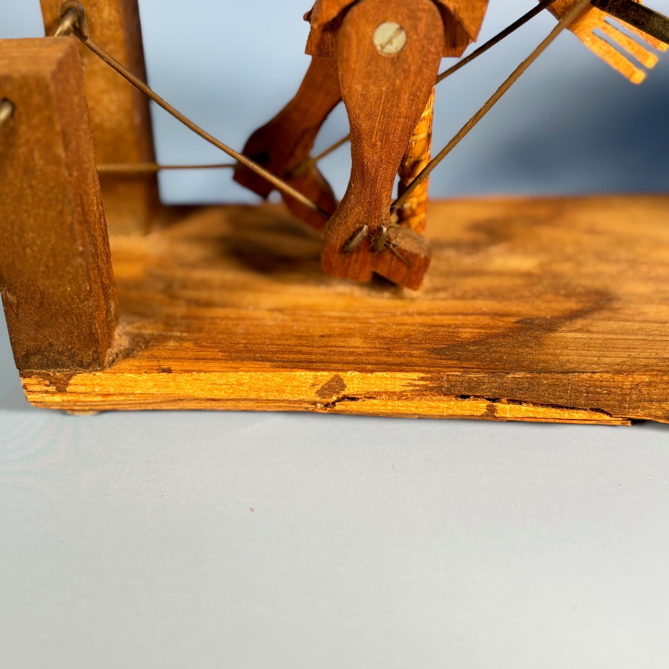 Vintage Primitive Bouncing Pig and Farmer Crank Sculpture - Circa 1950's