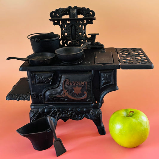 Circa 1950's Medium Sized Crescent Cast Iron Toy Stove